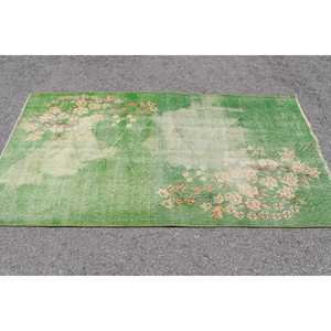 Tapis turc vintage 3,5 x 6,6 pieds, tapis d'appoint, tapis en laine verte - Product Image 3