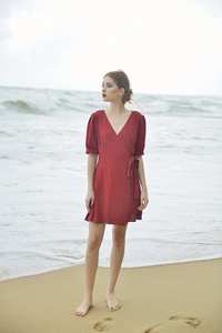 ชุดเดรสผ้าลินินน้ำหนักเบาหรูหราของผู้หญิงชุดเดรสสวมใส่สบายทุกวันดีไซน์รอบเอวธรรมชาติสำหรับฤดูร้อน - Product Image 3