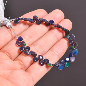 Cuentas de ópalo, cuentas lisas de corazón de ópalo etíope negro, cuentas de ópalo de fuego llamativas, cuentas de piedras preciosas de ópalo, cuentas de ópalo negro para joyería - Product Image 3