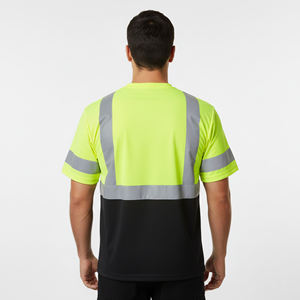 Vêtements de travail à manches courtes en polyester imperméable haute visibilité, classe 2 ANSI, logo personnalisé imprimé en deux tons, réfléchissant, avec éclairage LED de sécurité - Product Image 2