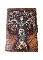 Mère De Terre Imprimer Blanc Sort Livre Des Ombres Deckle Art Papier Vintage En Cuir Véritable Journal Cahier Antique Laiton C-Lock