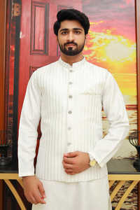 Gilet de mariage respirant pour homme, faible MOQ, nouvelle collection 2026, vêtement extérieur Shalwar Kameez, gilet court pour homme - Product Image 5