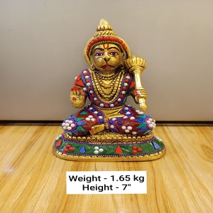 Custom made Vibrant Brass Hanuman Multi-Colored Idols Divine Decor & Spiritual Symbols. Ideal for gifting - Product Image 1