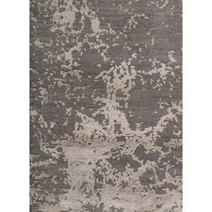 Alfombra Kavi Gris y Negra Anudada a Mano de Lana y Seda de Bambú, Diseño Teoría del Caos, Rectángulo Abstracto para el Hogar y Pasillo, Modelo Esk-411(Fr) - Product Image 3