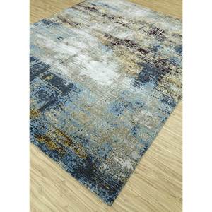 UVenuti พรมไหมพรมแบบถักมือลายนามธรรม, พรมถักไหมพรมขนสัตว์และผ้าไหมไม้ไผ่สีเทาและ Black-LRB-1550สำหรับใช้ในบ้าน - Product Image 2