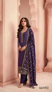 Dola Jecard Soie avec Séquence Brodée Travail semi-cousu Salwar Suit collection - Product Image 4