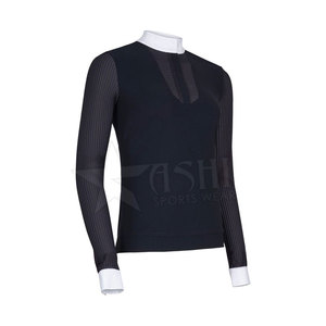 Horse Riding Wear Custom Show Shirts With Private Label Horse Riding Top Women <b>Equestrian</b> Short Sleeves Show Shirt - Product Image 1
