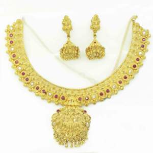 Juego de Joyería de Oro de 14K, 18K y 24K al por Mayor, Juego de Collares Tradicionales del Templo Lakshmi Hechos en India, Juego de Joyería de Moda - Product Image 3