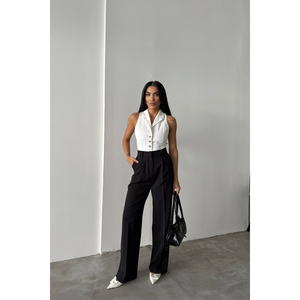 กางเกง PALAZZO สำหรับผู้หญิง กางเกงขายาวสีดำ - Product Image 6