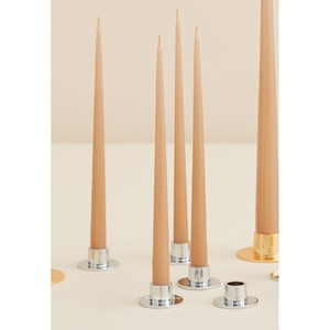 Portavelas cónico de Metal de gran diseño para el hogar y la decoración de iluminación navideña, cono de vela con acabado plateado - Product Image 1