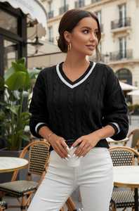 Personnalisé col en V dames tricoté chaud laine chandails de haute qualité tissu chaud hiver Hoodies chandails pour les femmes par AA IMPEX - Product Image 2