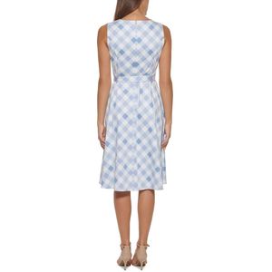Abito midi svasato blu da donna Tommy Hilfiger con cintura, taglia 12, traspirante, stile ufficio, con cerniera decorativa, OEM/ODM - Product Image 2