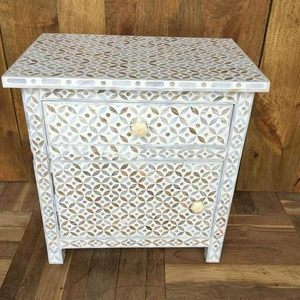 Tabouret de table console moderne pour la maison et l'école incrustation d'os naturel avec rangement pour chambre à coucher salon salle de bain utilisation hôtelière ARTISAN AURA - Product Image 2