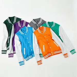 Haute personnalisé PU manches Streetwear Letterman Varsity veste hommes brodé laine tissu en cuir véritable-vêtements directs - Product Image 5