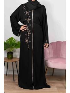 2024 nouveautés pakistanaise modeste Burqa Abaya robe robe de bal Silhouette longue Flair taille naturelle conceptions en relief - Product Image 6