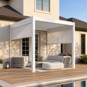 Pergola bioclimatique moderne en aluminium avec toit à lames orientables et écrans, imperméable, <span class=keywords><strong>pour</strong></span> abris <span class=keywords><strong>de</strong></span> <span class=keywords><strong>jardin</strong></span> extérieurs - Product Image 1