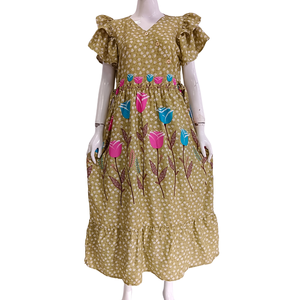 Robes décontractées à manches bouffantes pour femmes par Chrysanta. 100% rayonne, confortable à porter au quotidien. - Product Image 3