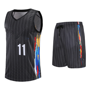 Maillot de basket-ball classique à col en V avec col côtelé Patch d'équipe imprimé par sublimation personnalisé ensemble d'été de taille XS sur mesure - Product Image 3