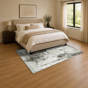 Tapis de salon en chenille gris argenté moderne abstrait imprimé numériquement, lavable en machine, antidérapant, vente en gros RUGS DEPOT LXDP-0529 - Product Image 3