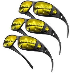 Lunettes de soleil de sport à vision nocturne, verres miroir jaunes, monture rectangulaire à bord complet, pour la conduite, unisexe, adulte - Product Image 1