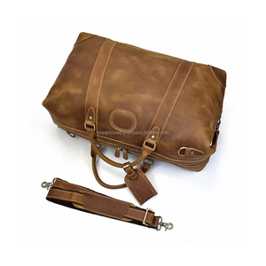 Sac de voyage en cuir véritable avec fermeture éclair, logo personnalisé, sac de sport imperméable, grande capacité, pliable, fournisseur OEM ODM - Product Image 5