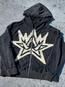 Sudadera con Capucha de Invierno de Alta Calidad, 500GSM, 100% Algodón, con Cierre, Lavado Vintage, Parches Personalizados, Estilo Urbano Desgastado - Product Image 4