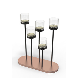 Candelabro de metal dorado con 3 brazos, candelabro de hierro negro mate elegante europeo, candelabro y centro de mesa - Product Image 6