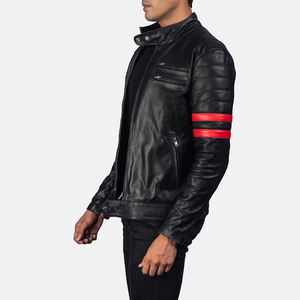 Veste longue en cuir enduit pour homme, coupe ajustée, avec col montant, logo frontal, design respirant, style urbain tendance pour l'hiver - Product Image 3