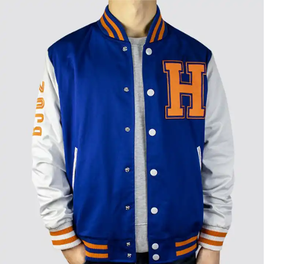 Veste universitaire pour hommes grande taille, broderie de logo personnalisée, laine/polyester, veste décontractée d'hiver, vente en gros - Product Image 1