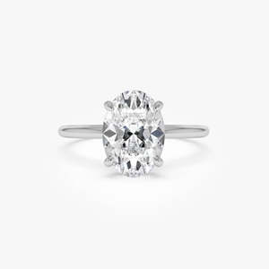 Anillo de compromiso opulento con halo oculto ovalado, diamante cultivado en laboratorio de 2.10 ct, E-F VS, oro de 14K, para regalo de fiesta de compromiso - Product Image 3