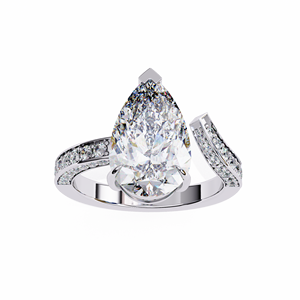 Igi แหวนเพชร14K สำหรับปลูกในแล็บที่ตัดโดยลูกแพร์สีเหลืองสีขาวทอง VVS แหวนหมั้น - Product Image 6