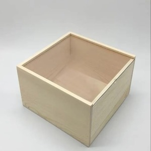Caja de regalo de madera de pino personalizada con tapa transparente Embalaje de madera de color natural ecológico para manualidades Pegatinas de velas - Product Image 5