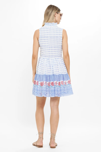 Boutique verano ropa mujer volante manga algodón vestido azul y blanco rayas verano sin mangas vacaciones vestido - Product Image 3