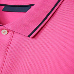 Polo Ligero para Hombre, Color Rosa Intenso, Transpirable, de Algodón, con Ribete Negro, Manga Corta, Informal, para Verano, Ropa de Trabajo con Cuello - Product Image 4