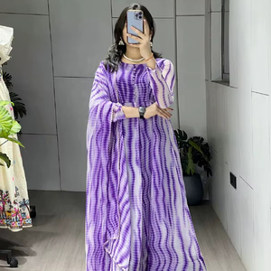 ชุดคุर्ติผ้าจอร์เจตต์ลายเลเฮริยา พร้อมผ้าคลุมไหล่ขอบลูกไม้ ซับในผ้าฝ้าย น้ำหนักเบา แห้งเร็ว ใส่ได้ทุกฤดู ขายส่ง ราคาพิเศษ - Product Image 1