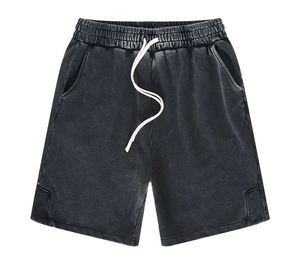 Short en polyester de coton lavé vintage de haute qualité pour hommes, vêtements de rue, toile respirante, cordon de serrage, lavage à l'acide - Product Image 3