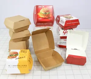 Diskon Besar Sekali Pakai Kentang Goreng Burger Kentang Goreng Ayam Kotak Kemasan Makanan Kertas Kraft Kemasan Makanan Kotak Burger Bergelombang