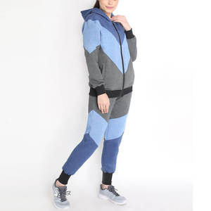 Ensemble de survêtement en molleton épais pour femmes, vêtements d'automne et d'hiver, jogging, pantalon de survêtement, fermeture éclair, ensemble 2 pièces, survêtement à fermeture éclair pour femmes avec panneaux - Product Image 4