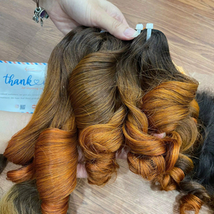 Extensiones de cabello virgen vietnamita de alta calidad Natural 100%, doble dibujado, Super doble Cabello, trama rizada hinchable, color de cabello - Product Image 1