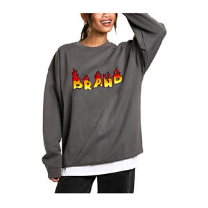 Sweat-shirt oversize pour femme en hiver, personnalisé, anti-boulochage, imprimé par transfert thermique, logo, coupe ample, respirant - Product Image 1