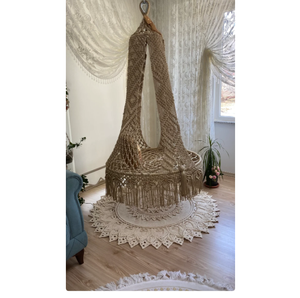 Chaise suspendue pour adultes, décoration intérieure, style balançoire de mariage, en coton teint à la main, naturelle, pour bébé - Product Image 2