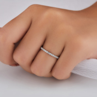 Bague d'éternité unisexe délicate en or 14K et 18K plaqué rhodium, bague de mariage de luxe avec diamant de laboratoire taille brillant VVS-VS de 0,53 ct