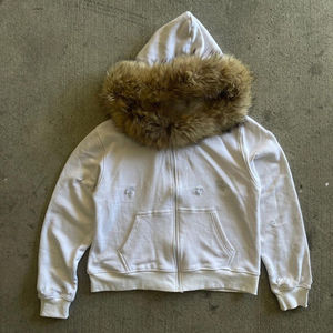 เสื้อฮู้ดผู้ชายผ้าฝ้ายโอเวอร์ไซส์แบบมีซิปสามารถถอดออกได้มีฮู้ดแบบผ้าฝ้าย100% ได้สำหรับฤดูหนาวสไตล์วินเทจ - Product Image 2