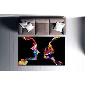 Tapis imprimé avec silhouette de couple abstraite colorée - Tapis d'entrée moderne pour bureau, tapis doux non tissé - Product Image 1