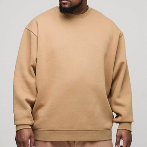 Alta calidad sostenible básico luz caqui más Loopback Regular Fit sudadera básica personalizada algodón mezclado sudadera al por mayor - Product Image 1