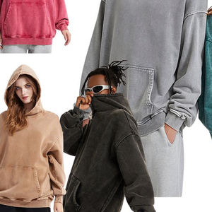 Sudaderas con capucha de gran tamaño para hombre, sudadera Vintage, lavado ácido, peso pesado, felpa, algodón, ropa de calle holgada, Top Atlético - Product Image 2