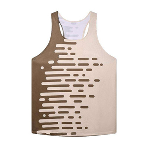 <b>Men's</b> Geometric Print Tank Top Quick Dry Sporty O-Neck Sleeveless <b>Vest</b> Black <b>White</b> Sublimation Transfer Print - Product Image 2