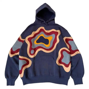 Sweat à capuche en coton lourd 400gsm-500gsm Logo avant positionné coupe coudre Patchwork imprimé Street Wear teint uni pour la saison d'hiver - Product Image 5