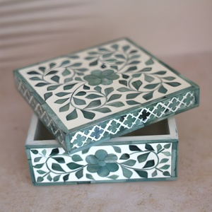 Boîte de rangement en bois avec logo personnalisé de luxe Organisateur de mini et petite incrustation d'os pour la vente en gros de bijoux artisanaux - Product Image 3