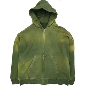 Haute qualité Street Wear 500 Gsm français Terry sweat à capuche zippé blanc zippé hommes à capuche ensemble personnalisé hommes basiques sweats à capuche - Product Image 3